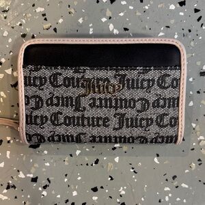 Juicy Couture Black and Gray Logo Wallet